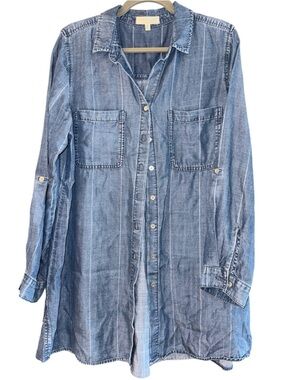 Side Stitch Los Angeles Light Blue Striped Denim Shirt M